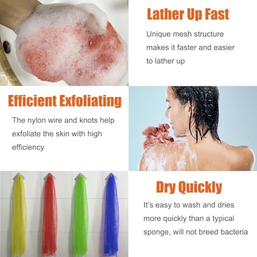 African Net Sponge Real African Exfoliating Net Bath Sponge Wash Cloth Exfoliating Washcloth African Net Cloth Body Scrubber for Shower Pink and Black