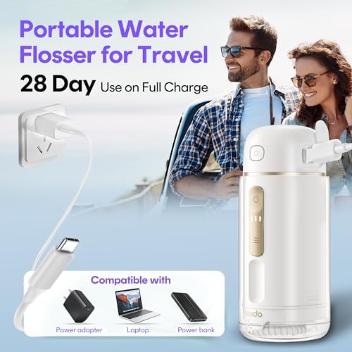 Water Flosser Travel Size - Portable Water Flosser Cordless for Teeth Gums Braces Cleaning, Oral Irrigator with 3 Modes, IPX7, Low Noise for Adult Kids, Mini Travel Essentials, A30 Pro Purple