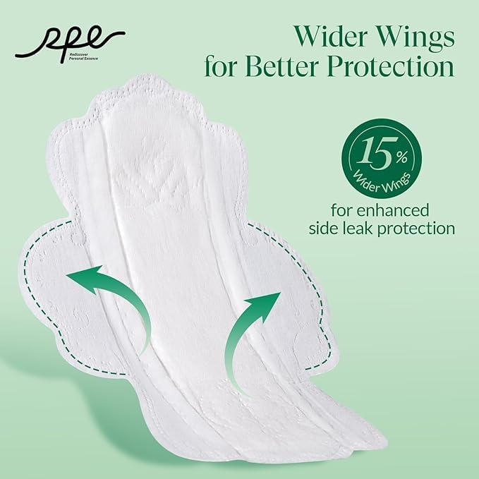 100% Organic Cotton Pad Bundle - Size 2,3,4,5 Period Essentials - Unscented Sanitary Pads Variety Pack - Regular, Large, Overnight & Long Panty Liners (Total 78 Ct)