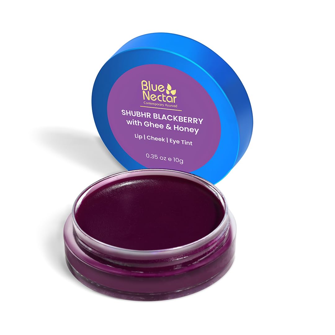 Blue Nectar Lip Tint Stain for Luscious Tinted Lips | Natural Blackberry Lip Moisturizer for Dry Skin | Organic Lip, Cheek & Eye Tint (0.35 Oz)