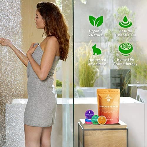 Shower Steamers Aromatherapy for Women and Men, 20-Pack Organic Shower Bombs with Essential Oil, Tea Tree, Orange & Vanilla, Sea Salt, Lavender, Peony & Pear Bath Tablets