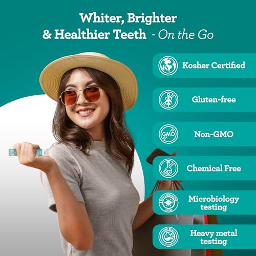 GuruNanda Travel Sachets Coconut Oil Pulling, Fresh Breath Mouthwash, 7 Essential Oils & Vitamins for Happy Teeth & Gums, 28 Sachets