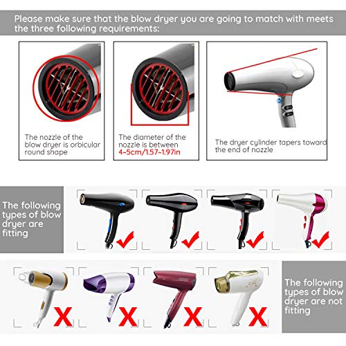 Segbeauty Hair Diffuser for Curly Hair, Upgraded Adjustable Air Flow, Deep Bowl, Professional Salon Frizz-free Fast Dry Diffuser Attachment with 1.57"-1.97" Nozzle, Black