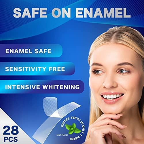 Sensitive Teeth Whitening Strips Kit: Professional Dental Whitening Set - 14 Hydrogen Peroxide-Free Treatments for Whiter Teeth - Effective & Gentle Teeth Whitener (28 PCS)