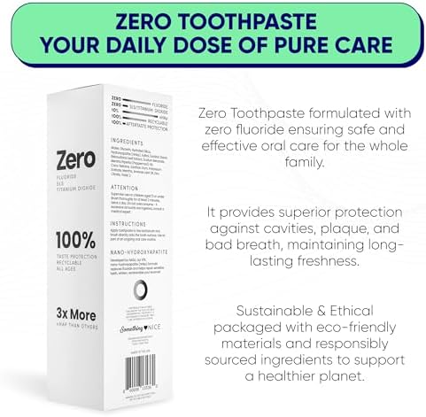 Zero Premium Toothpaste by Something Nice – Dentist Recommended Mint-Flavored Toothpaste with 10% Nano Hydroxyapatite, Fluoride-Free, SLS-Free, Enamel Repair for Adults & Kids Oral Care, Made in USA