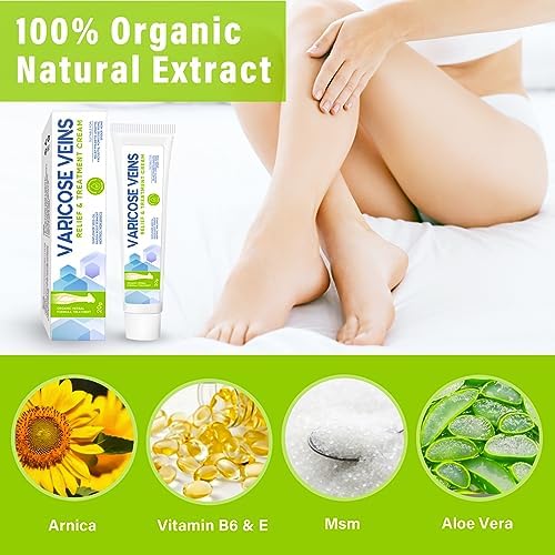 MOSKILA Varicose Veins Treatment for Legs, 2 Count Nature Varicose Veins Cream, Effective Varicose Veins Treatment for Varicose & Spider Veins, Relieve Leg Swelling & Fatigue Relief, 0.7oz
