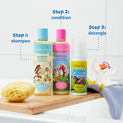 Childs Farm, Kids Hair Conditioner for Dry, Sensitive Skin & Scalp, Strawberry & Organic Mint, Conditions & Nourishes, Vegan, Cruelty-Free, 16.9 fl oz