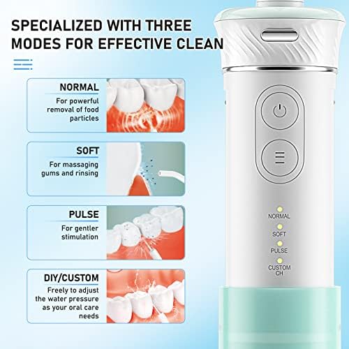 Water Flosser Cordless Oral Irrigator Portable Teeth Cleaner HOC600 IPX7 Waterproof Electric Dental Flossers with DIY Modes 6 Jet Tips for Braces Care Travel and Home Use