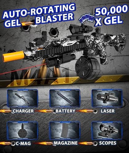 Electric Gel Ball Blaster, High Speed Automatic Splatter Ball Blaster with 50000+ and Goggles, Rechargeable Splatter Ball Toys for Outdoor Activities Game Party-Black