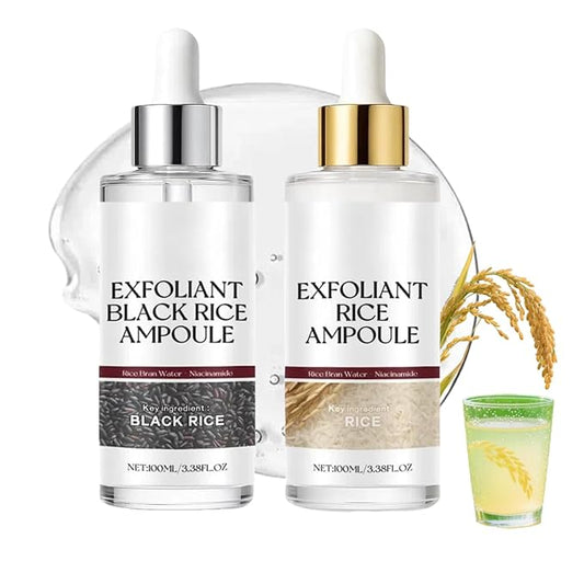 2PCS Peel Shot, Black and White Rice Peeling Ampoule, Rice Ampoule Duo Exfoliating Solution | Moisturizes and Nourishes for a Healthy Glow | Gentle Peel + Pore Minimizer for Face