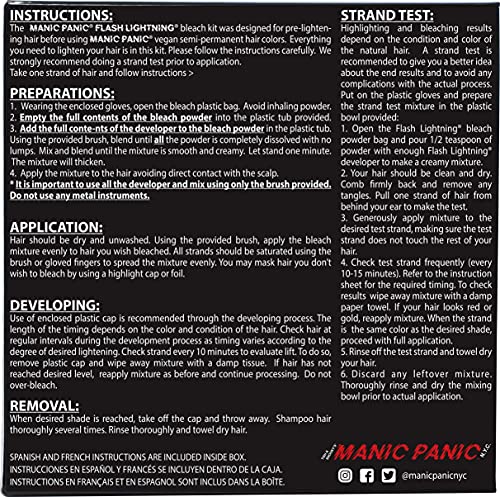 MANIC PANIC Flash Lightning Hair Bleach Kit - Bleach Powder + 30 Volume Developer - Hair Lightener for Dark Shades - Lifts Up to 5 Levels - Achieve Medium to Light Blonde - Vegan & Cruelty-Free (2 pk)