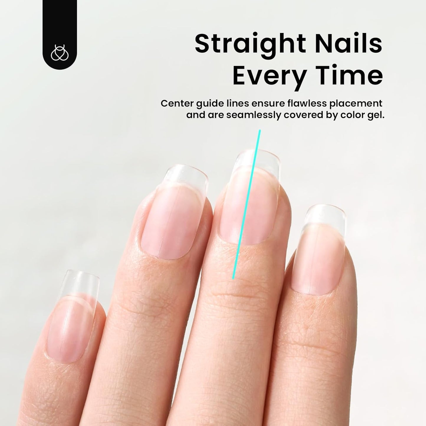 Beetles Short Square Nail Tips, 12 Sizes 288pcs French Full Matte Soft Pre-shaped Etch X Nail Tips, Full Cover False Nails Fake Acrylic Nails No Filing Needed for Nail Extensions Home DIY Nail Salon
