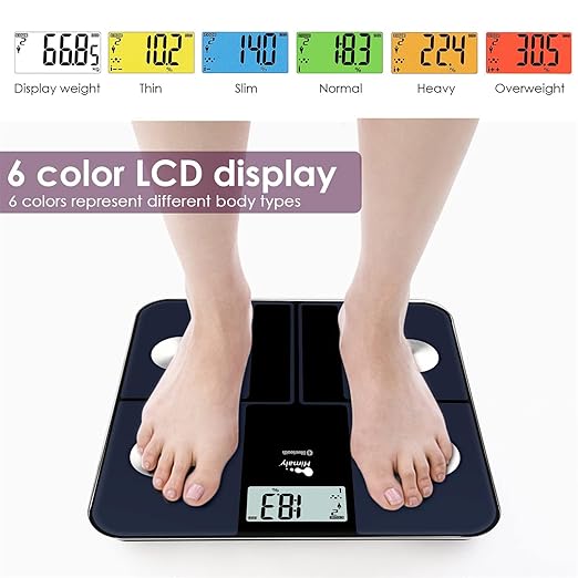 himaly USB Rechargeable Bathroom Scale for Body Weight, Digital Weight Scale Bluetooth for Accurate BMI Body Fat Scale Muscle Mass Composition Monitor with App, 400 lbs