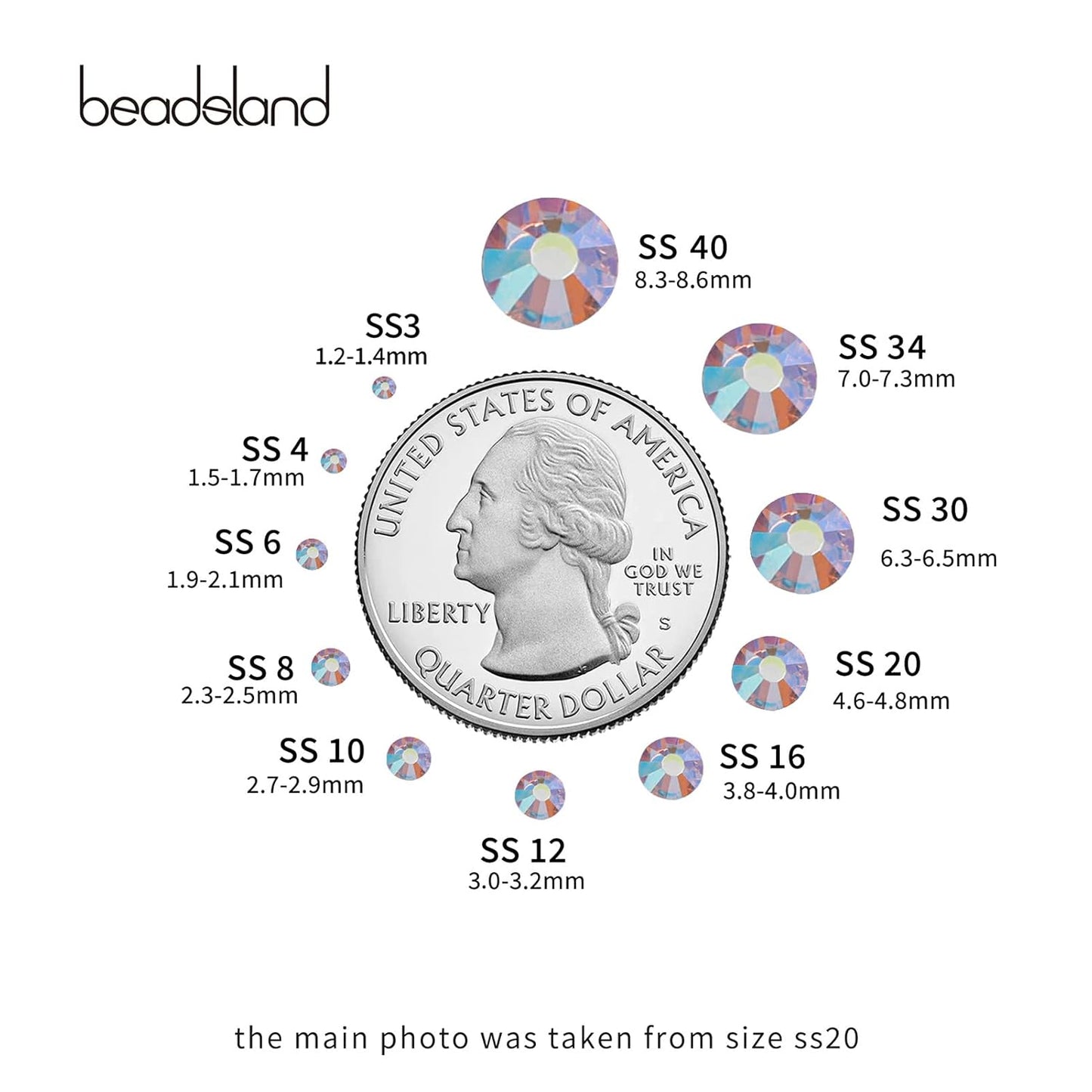 Beadsland s Flat Back Crystal Rhinestones Round Gems,Light Pink AB,3.8-4.0mm, SS16/1440pcs
