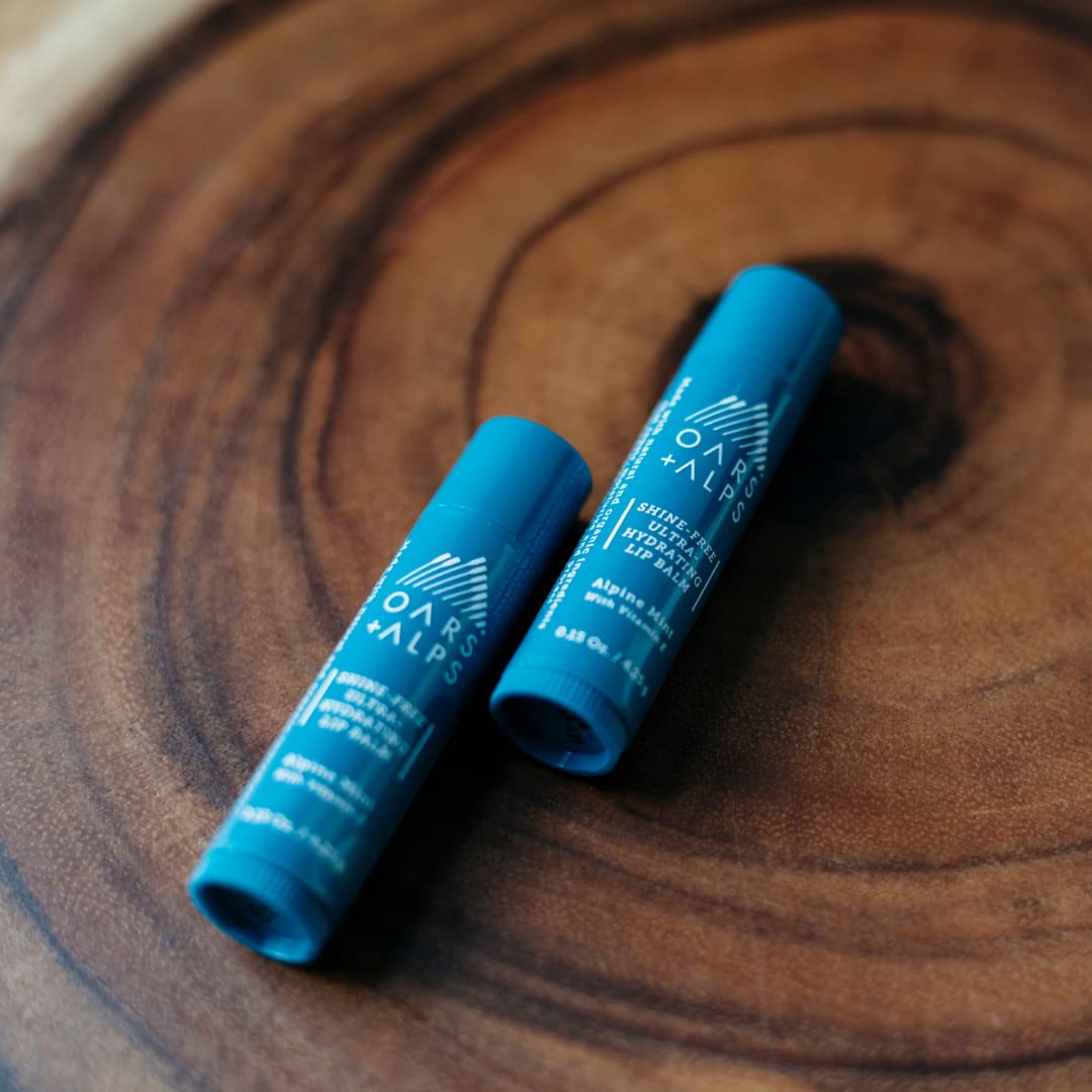 Oars + Alps Shine Free Lip Balm, Ultra Hydrating Lip Care Infused with Vitamin E, Alpine Mint Scent, 0.45 Oz Each, 3 Pack