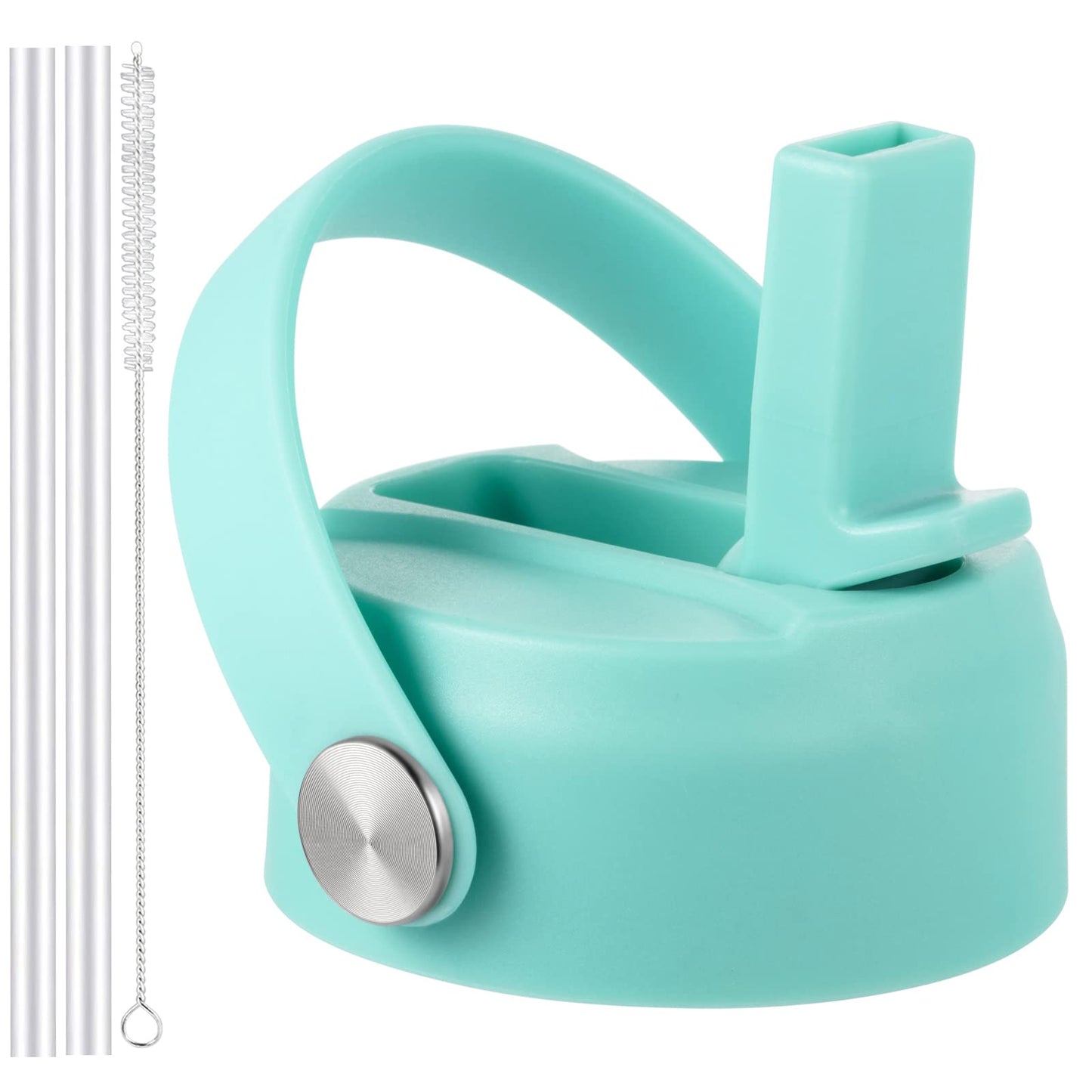 RRegeny Straw Lid for Hydro Flask Wide Mouth 32 40 oz, Straw Lids with Flexible Handle and Straws Compatible with HydroFlask, Replacement Sports Flex Cap Wide Mouth Top 32 40 oz