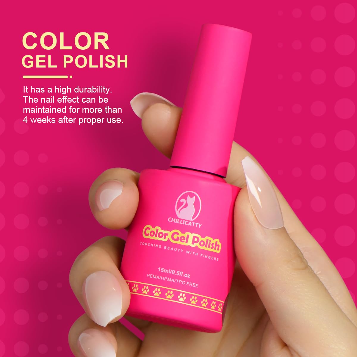 Reflective Glitter Gel Nail Polish, HEMA HPMA TPO Free, Hot Pink Flash Diamond Shimmer, Need UV Lamp Long Lasting Salon Perfect Gel Nail 15ML for Women (Dia-004)