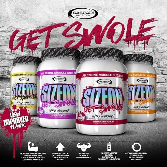Gaspari Nutrition SizeOn, The Ultimate Hybrid Intra-Workout Amino Acid & Creatine Formula, Increased Muscle Volume & Muscle Recovery (3.59 Pounds, Rainbow Candy)