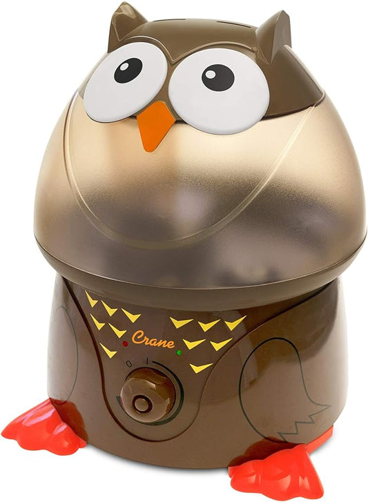 Crane Animal Humidifier for Bedroom, Ultrasonic Cool Mist for Baby Nursery, Adjustable Settings, Auto Shut-Off, Owl