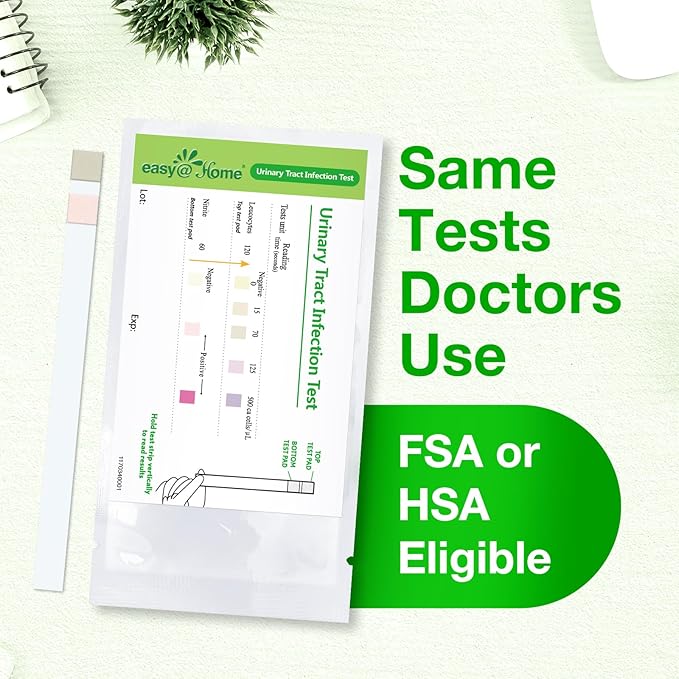Easy@Home 50 Individual Pouch Urinary Tract Infection Test Strips, UTI Urine Testing Kit for Urinalysis and Detection of Leukocytes and Nitrites (UTIPOUCH-50P)