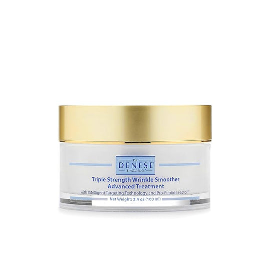 Dr. Denese SkinScience Triple Strength Wrinkle Smoother Advanced Treatment Combines Natural Extracts with Enhanced Peptide Technology To Tighten & Firm Skin - Paraben-Free, Cruelty-Free - 3.4oz