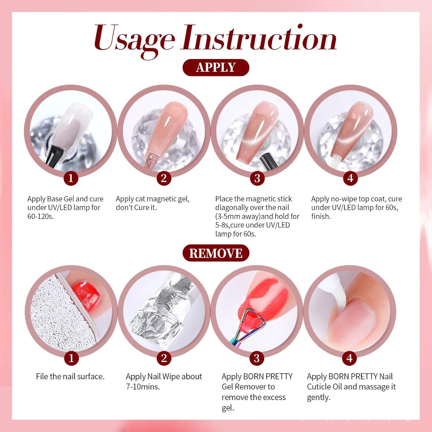 Born Pretty Cat Magnetic Eye Gel Nail Polish,Red Magnetic Gel Polish Fair Maiden Cat Magnetic Eye Gel Manicure Nail Art DIY 15ml
