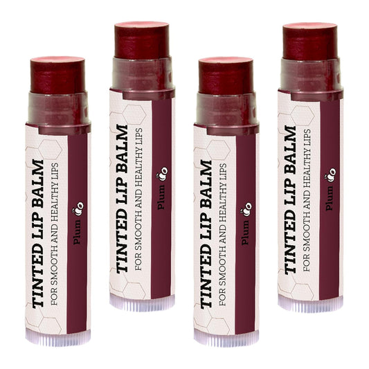 Earth's Daughter Tinted Lip Balm 4 Pack of Plum Color - Beeswax, Coconut Oil, Cocoa Butter, Vitamin E -Moisturize and Beautify, Paraben Free