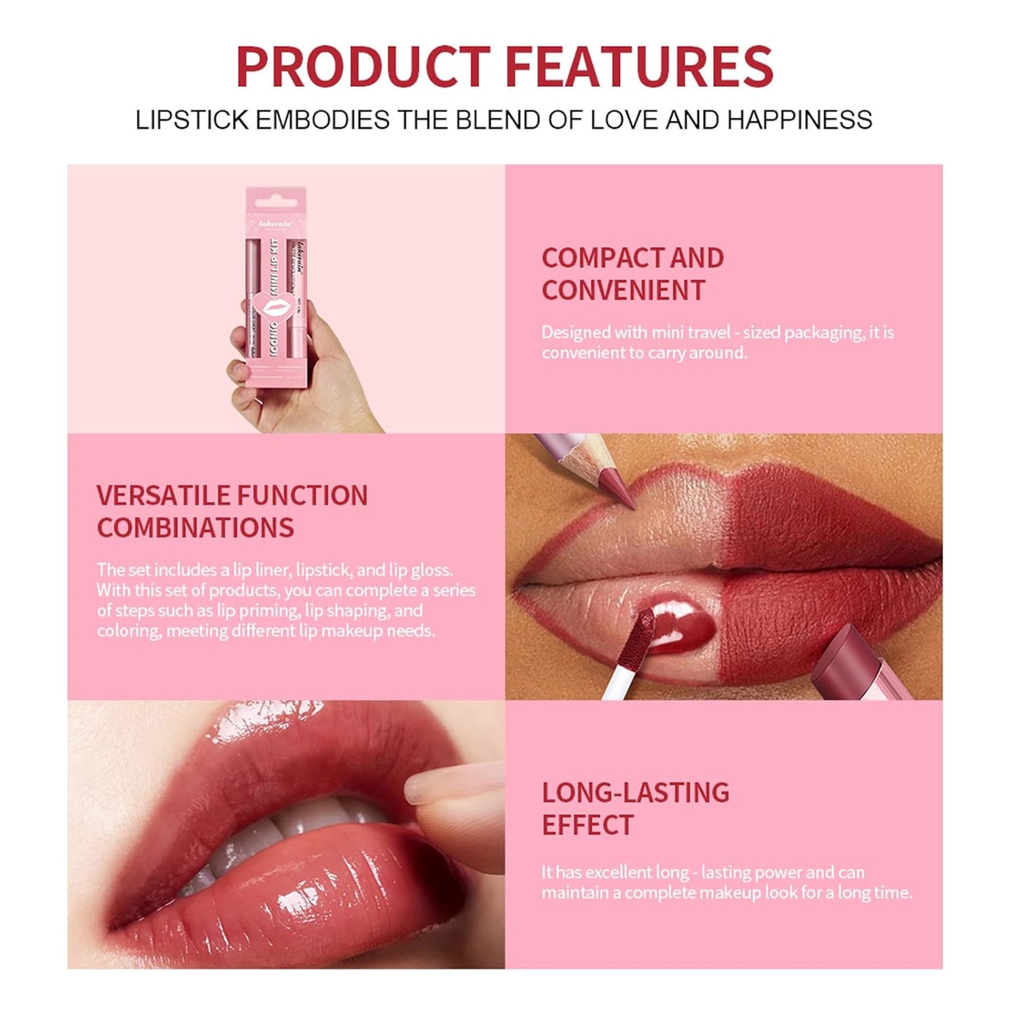 3PCS Lip Liner and Lipstick Combo Set - Matte Lip Liner Pencil, Velvet Matte Lipstick & Hydrating Collagen Lip Gloss - Long-Lasting, Smudge-Proof, High Pigment Nude Brown Lip Makeup Kit (Set 4, 3)