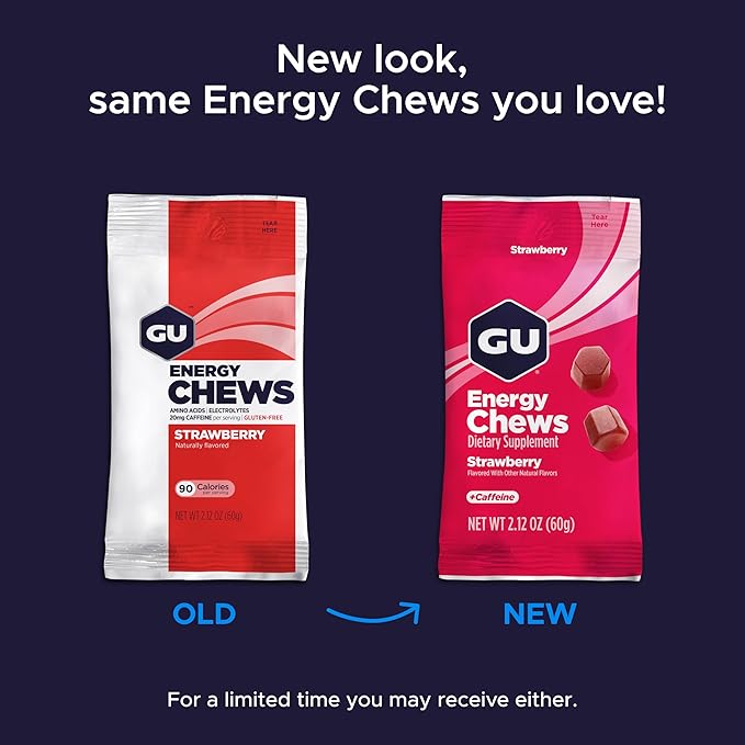 GU Energy Chews, Orange Energy Gummies with Electrolytes, Vegan, Gluten-Free, Kosher, Caffeine-Free, and Dairy-Free On-The-Go Energy for Any Workout, 12 Bags (24 Servings Total)