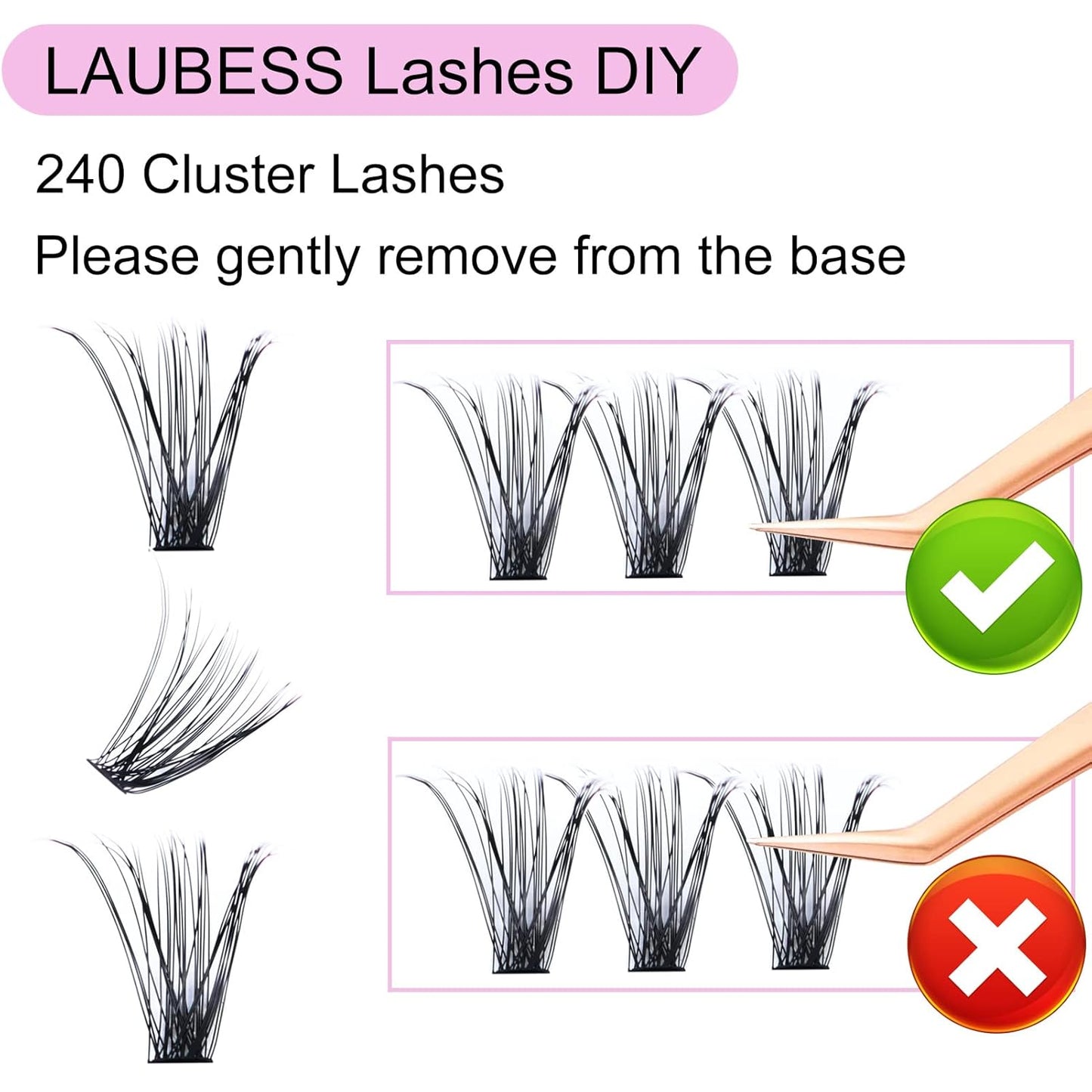 Lash Clusters LAUBESS Individual Lashes Waterproof Eyelash Clusters Mixed Tray Cluster Eyelash Extensions Soft Cluster Lashes for Beginners(40D-0.05D-9-16)