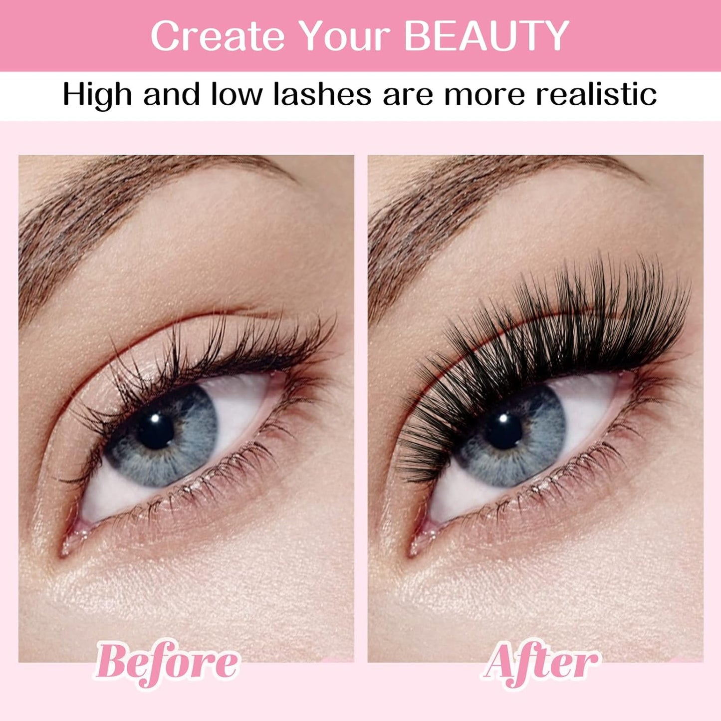 280 Pcs Individual Lashes 30+40-C-9-16mix Cluster Lashes 10D 20D C D Curl Wispy Lashes Bottom Lashes DIY Lashes At Home（30+40-C-9-16mix）