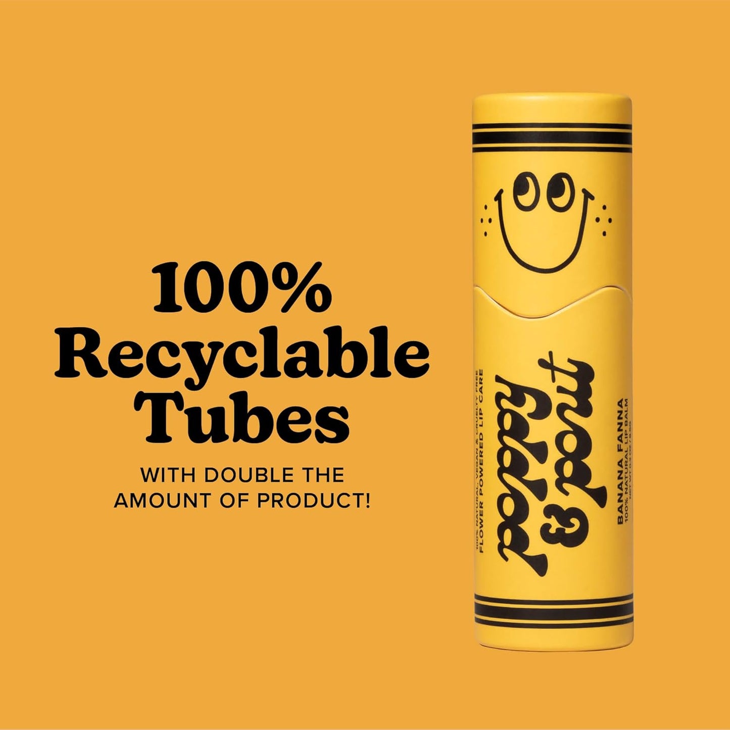 Poppy & Pout Kids Jumbo Lip Balm | All Natural Lip Balms & Moisturizers | Hydrates with Beeswax, Vitamin E, Organic Coconut Oil | Cruelty-Free | Lip Balm in Recyclable Cardboard Tube (Banana Fanna)