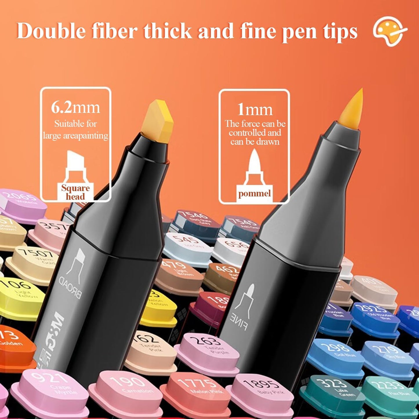 M&G 24 Colors Alcohol Based Dual Tip Permanent Art Markers Set, Sketch Markers for Adult Kid Coloring Book, Illustration Painting Card Making