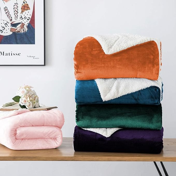 IR Imperial Rooms Sherpa Fleece Throw Blanket Twin Size for Couch - Thick and Warm Fluffy Emerald Green Blankets for Winter, Soft and Fuzzy Twin Blanket for Bed, 60x80 Inches