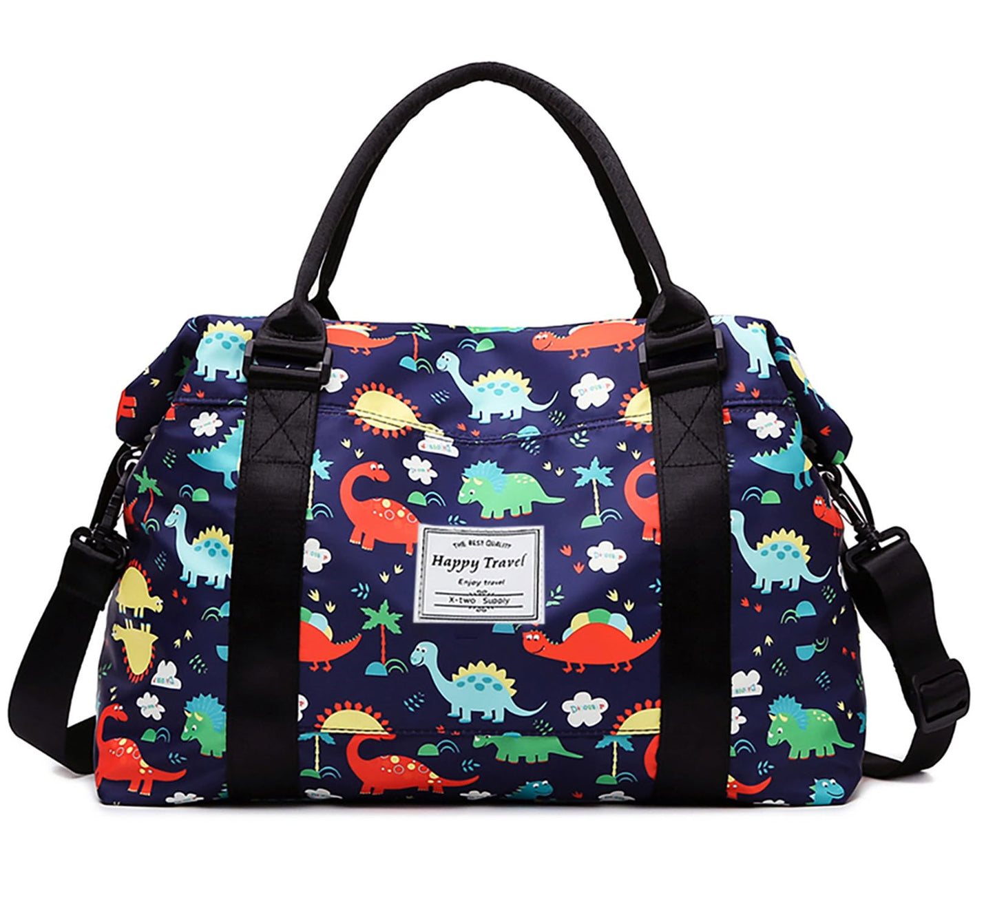 Travel Duffle Bag Weekender Overnight Gym Tote with Dry and Wet Separated Pocket for Women Girls Shoulder Bag Workout Water Resistant (cute dinosaurs)