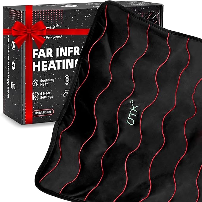 UTK Heating Pad for Back Pain Relief with Far Infrared Therapy, Infrared Heating Pad with Tourmaline, 2H Auto-Off for Shoulder, Period Cramps,Knee, Sciatica Pain Relief - 20''x24''