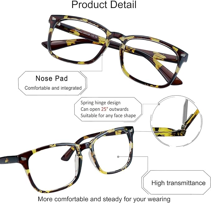 YEIN Bifocal Reading Glasses with Blue Light Blocking Lenses, Bifocal Reader for Women and Men, Vintage Square frame with Spring Hinge (+0.50/+3.00 magnification)