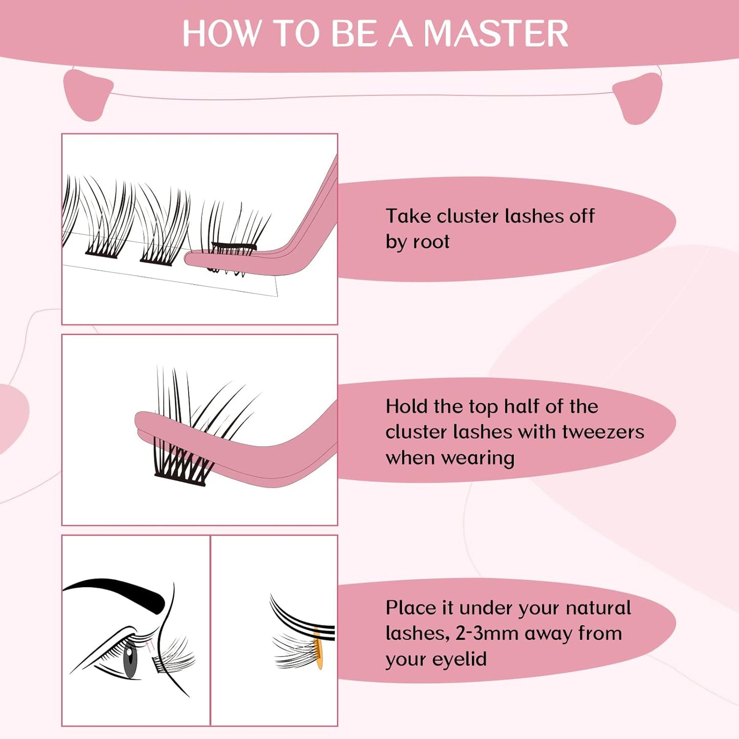 Cluster Lashes 72 Pcs Lash Clusters DIY Eyelash Extension Individual Lashes D-16mm Thin Band Easy to Apply at home Lashes (Attraction, D-16mm)