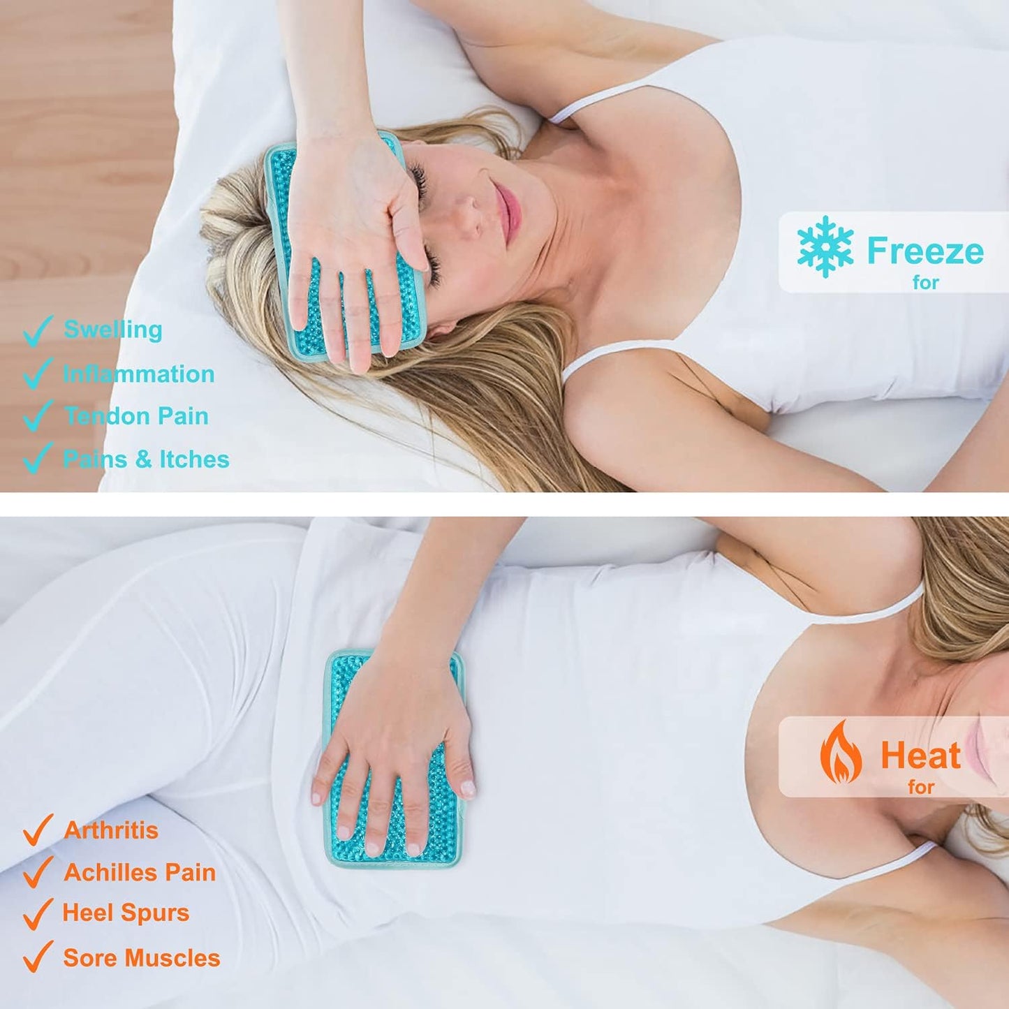 Gel Beads Ice Pack Ice Bag with Strap-Reusable Hot & Cold Pack Compress Therapy for Pain, Swelling,Injuries of Knee, Shoulder, Foot, Back, Ankle, Neck, Hip, Elbow,Wisdom Tooth (Blue-2Pack)