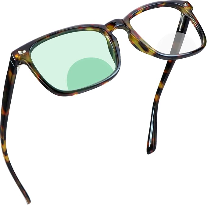 YEIN Bifocal Reading Glasses with Blue Light Blocking Lenses, Bifocal Reader for Women and Men, Vintage Square frame with Spring Hinge (+0.00/+1.75 magnification)