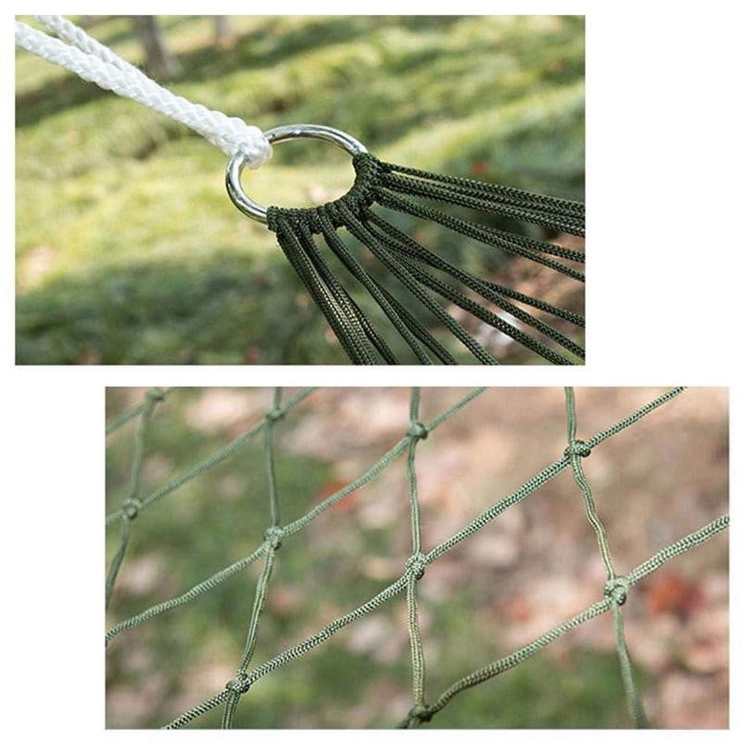 Nylon Mesh Breathable Outdoor Hammock | Portable Lightweight Camping, Hiking, Backyard Use | Strong Multi-Strand Tie Straps | 220lb Capacity | 106"x31" Large Size | Ventilated Design