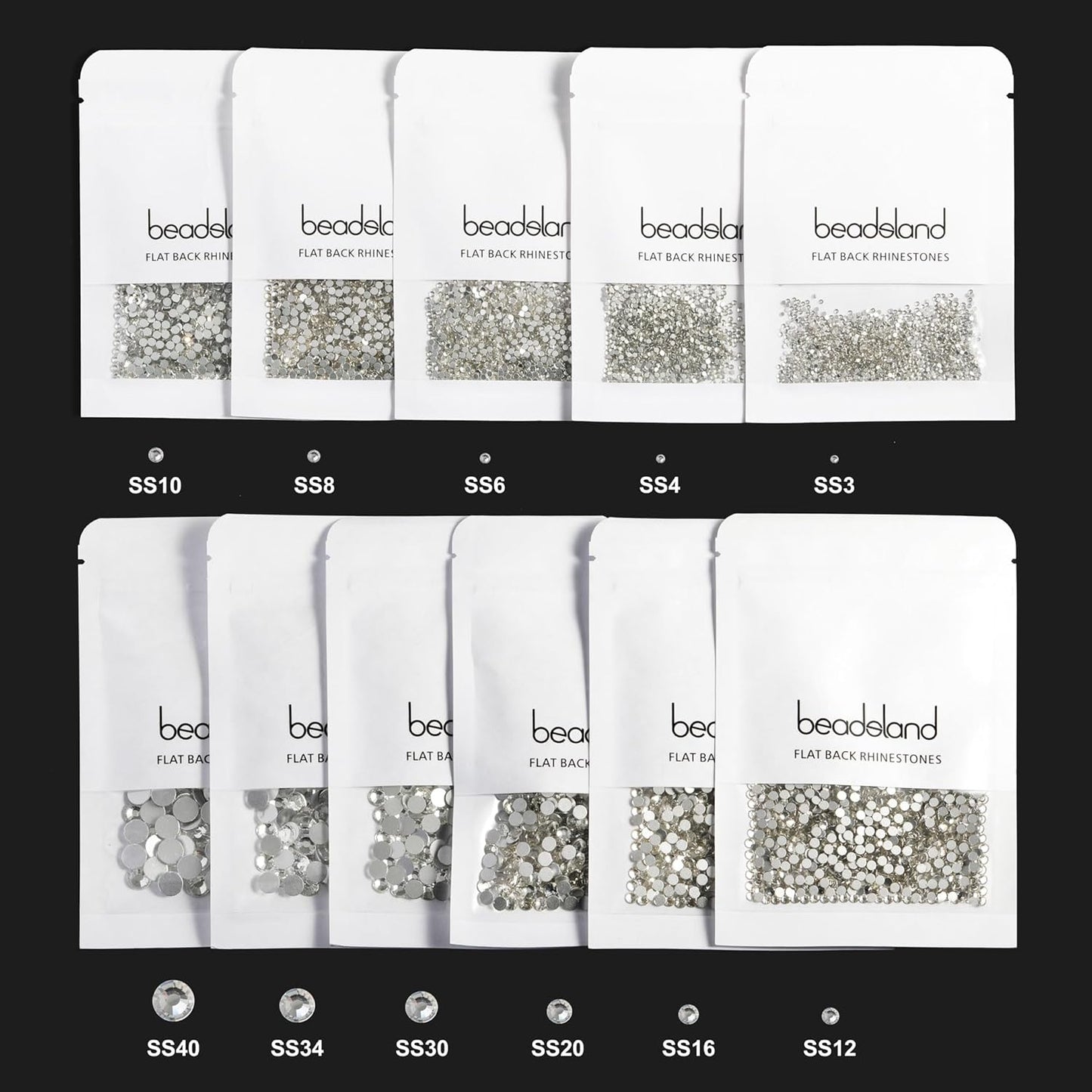 beadsland Flat Back Crystal Rhinestones Round Gems for Nail Art and Craft Glue Fix,Capri Blue (2.7-2.8mm) SS10/1440pcs