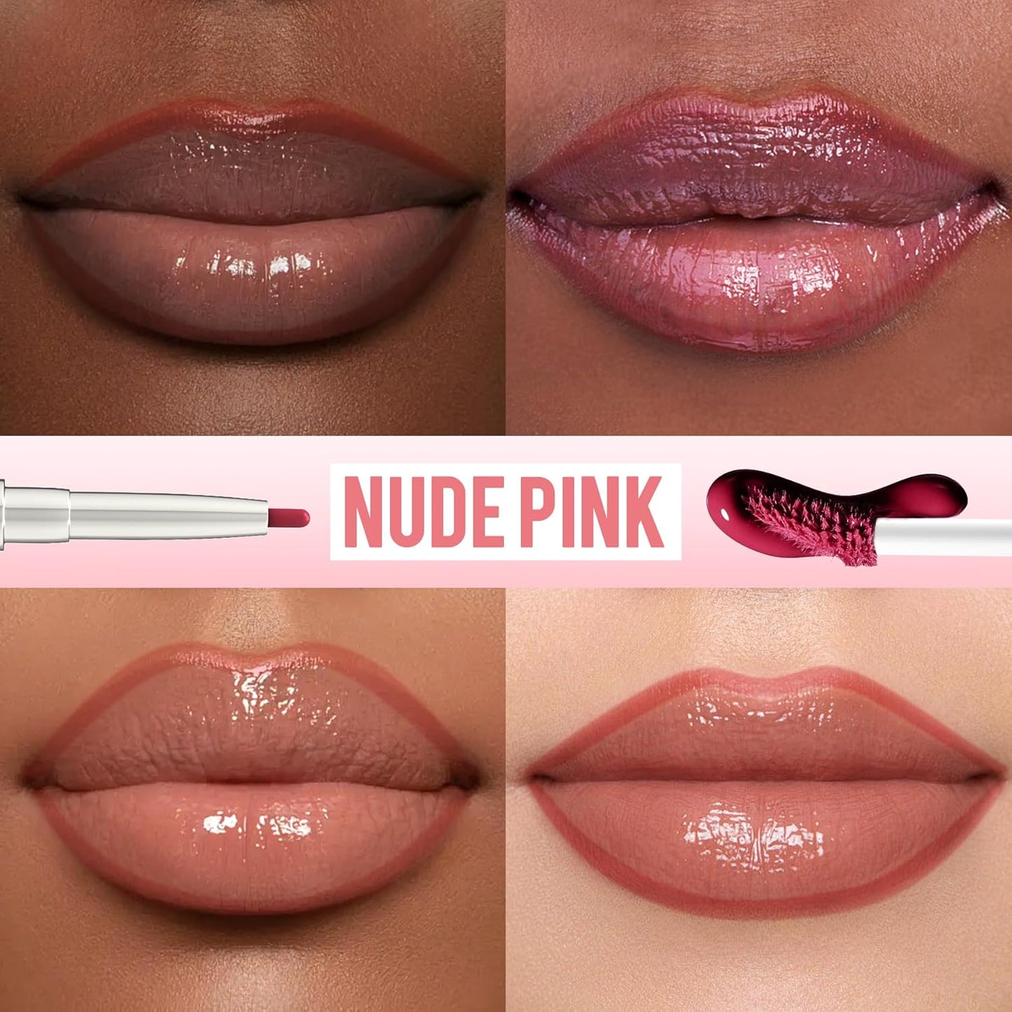 iMethod Lip Liner Stain - Lip Stain, 2-In-1 Dual-Ended Peel Off Lip Stain with Tweezer, Natural Long Lasting Peel Off Lip Liner, Easy to Use for All Skin Types, Stay All Day, Nude Pink