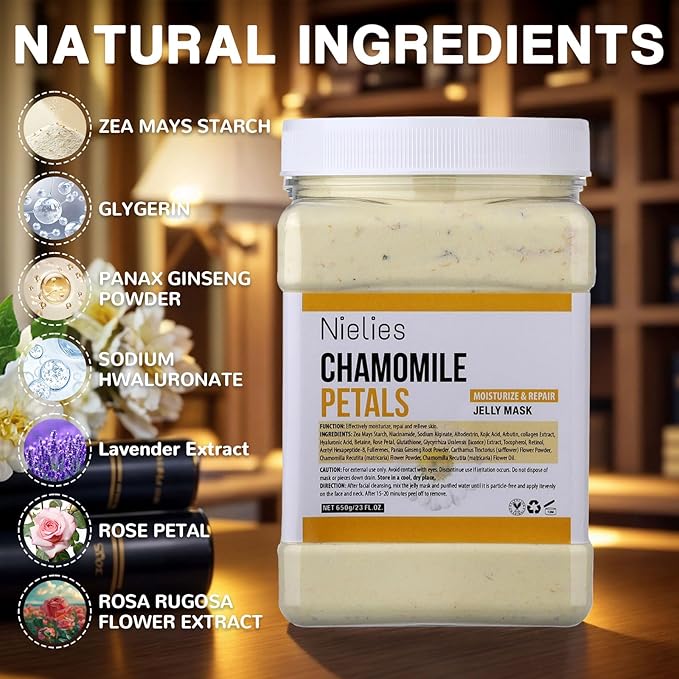 Chamomile Vajacial Peel-Off Jelly Mask Set, Jelly Mask For Facials, Face Mask For Instant Hydration, Vegan Peel Off Face Mask, Facial Skin Care For Smoothing, Moisturizing, Cleansing