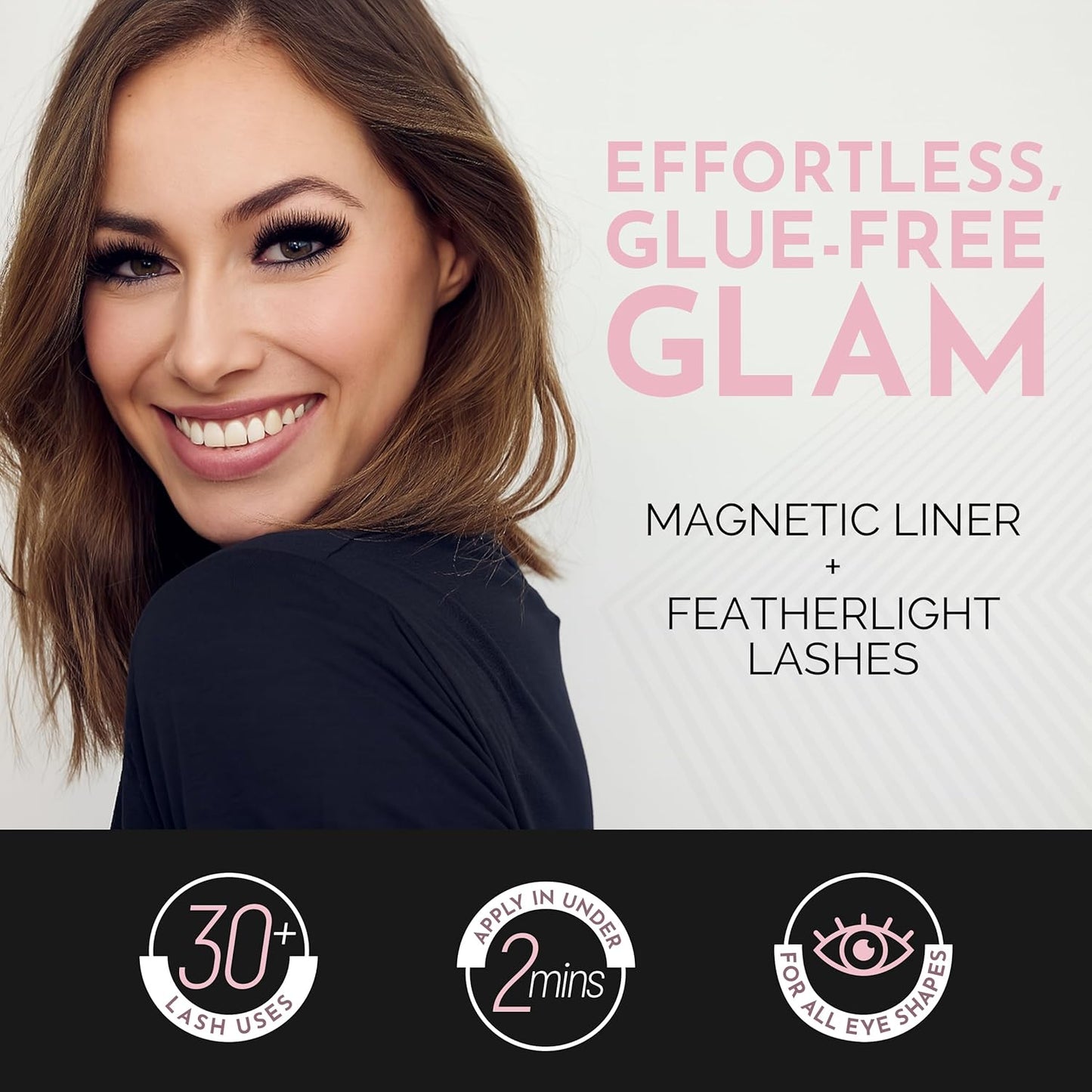 Luxillia Magnetic Eyelashes Kit – 8 Piece (Clear & Black) Magnetic Eyelash & Eyeliner Set with Applicator – Natural Look Easy Apply Reusable Fake Extension Lashes, No Glue Magnéticas Naturales