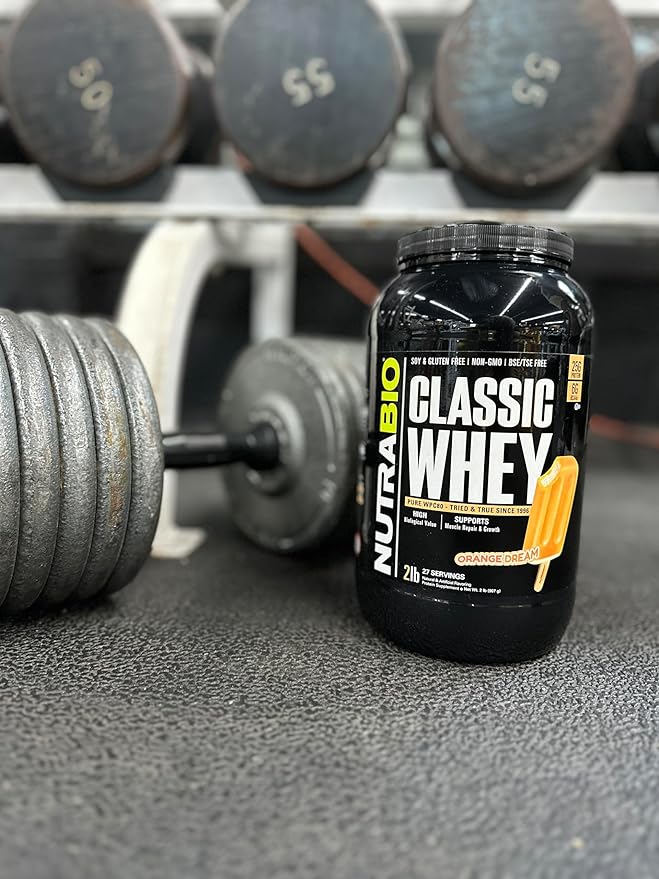 NutraBio Classic Whey Protein Powder- 25G of Protein Per Scoop - Full-Spectrum Amino Acid Profile - No Fillers, Artificial Colors, Preservatives - Orange Dream, 2 Pounds