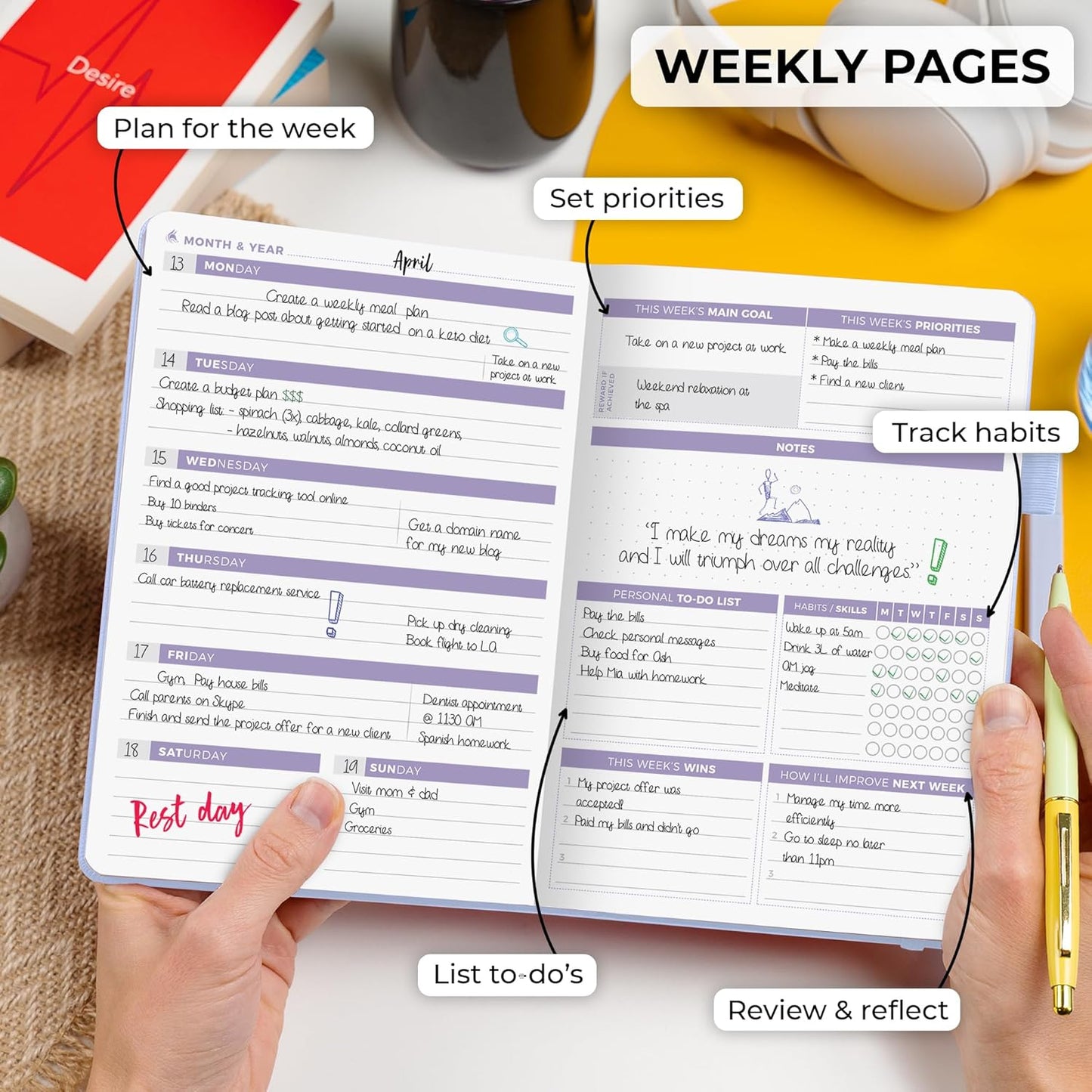 Clever Fox Planner 2nd Edition – Colorful Weekly & Monthly Goal Planner, Time Management & Productivity Organizer, Undated, A5 (Periwinkle)