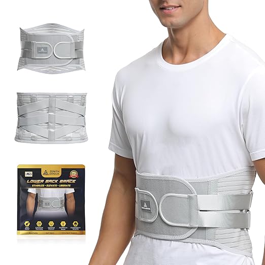 Lumbar Support, Lower Back Brace Support for Lower Back Pain Relief, Scoliosis, Herniated Disc, Sciatica - Adjustable, Removable Metal Plate, Machine Washable - Men and Women (Small)