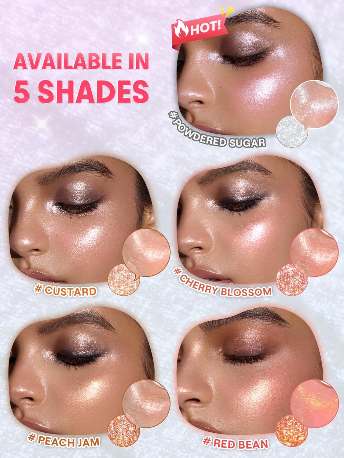 SHEGLAM Glowchi Bouncy Highlighter Mochi-like Formula Highlighter Long-lasting Shimmer Makeup-Cherry Blossom