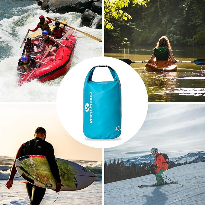 ROCK CLOUD Dry Bag Waterproof 10L Dry Sack for Kayaking Rafting Boating Beach Surfing Swimming Canoe Camping Hiking Fishing Ski, Orange